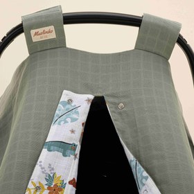 Resim Puset Örtüsü - Çift Taraflı - Haki Muslin - Hayvanat Bahçesi 