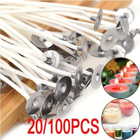 Resim 20/100 adet Mum Fitili, Ön-mumlu, Dumanı olmayan, Uzun yanmalı DIY Mum Yapımı Parti Malzemeleri 