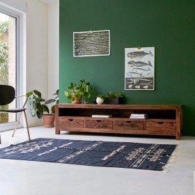 Resim Winchester Masif Ahşap Çekmeceli Tv Ünitesi 220 Cm Koyu Ceviz 