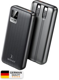 Resim Woyax Dahili Type-c Iphone Kablolu 10000mah Powerbank 22.5w Hızlı Dijital Göstergeli Taşınabilir Batarya 