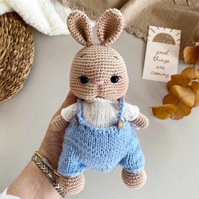 Resim Amigurumi Tulumlu Tavşanım Bebek Seti Mavi - Oyuncak 