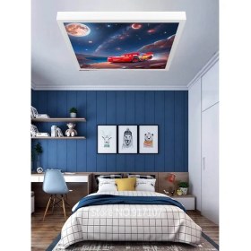 Resim Şimşek Mcqueen Avize, 60X60 Çocuk Odası Avize, 60WATT, Estetik Kare, Yapay Zeka Tasarım Avize, Uzay 
