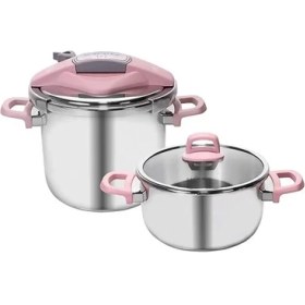Resim AyrStore Perfect Pink 4+6 L Düdüklü Tencere Seti, Pembe 