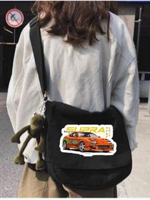 Resim Violon Siyah Turuncu Supra Baskılı Unisex Askılı Postacı Çanta 