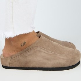 Resim Wind Kadın Hakiki Deri Düz Sabo Terlik-10496 Vizon 