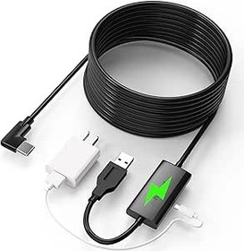 Resim Kuject Oculus Quest 2/Pro için Tasarım 20FT Bağlantı Kablosu, Ultra Dayanıklı Güç için Ayrı Şarj Bağlantı Noktası, USB 3.0 Tip A'dan C'ye Kablo VR Kulaklık Aksesuarları ve Oyun Bilgisayarı için 