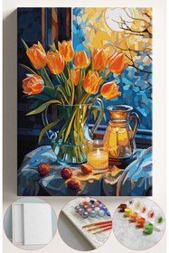 Resim Genel Markalar Sayılarla Boyama Seti Numaralı Tuval Fırça Boya 40x50 Cm - LALELER VE GECE 