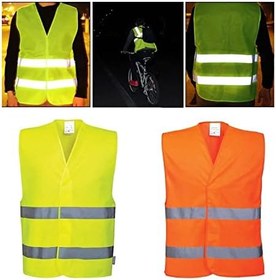 Resim İkaz Yeleği Fosforlu 5 Cm Reflektörlü Turuncu Görevli İşçi Güvenlik Yeleği 
