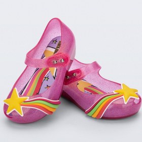 Resim Mini Melissa Ultragirl Colors Simli Pembe Yıldız & Gökkuşağı Aplikeli Kız Bebek & Çocuk Babeti | 22-30 Numara | Melflex® Vegan | İkonik Kokulu - 2 