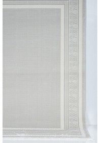 Resim Meander Desenli Pamuk Tabanlı Salon - Oturma Odası Gri Renk Halı Gri 