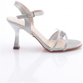 Resim Dgn 912 Kadin Bilekten Bağlamali Topuklu Ayakkabi 912-2423-R8130 Gümüş 