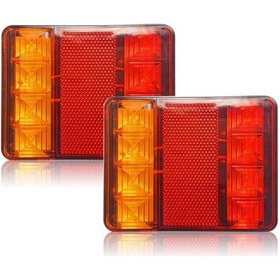 Resim Lemestar "çift Renkli Led Römork Lambası: 8 Led'li Fren, Sinyal Ve Park Fonksiyonlu Kolay Montaj" 