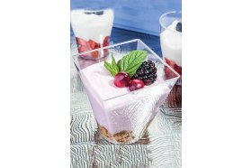 Resim Prizma Kase Mika Plastik Şeffaf Kapaklı Sunum Kabı 24 Lü 240 cc 