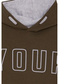 Resim Breeze Erkek Çocuk Yazı Baskılı Sweatshirt 9-16 Yaş, Haki Yeşil Haki 