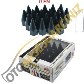 Resim A Kalite Mefsa Bijon Kapağı Sivri 17 Mm Siyah 20 Li Set 