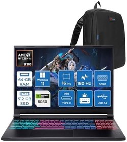 Resim Acer Nitro V 16S AI AN16S AMD Ryzen™ AI 9 365 64GB DDR5 512GB SSD 8GB/RTX5060 115W 16"QHD+ 2560X1600 180Hz IPS Win11Pro Gaming Bilgisayar. NHQXUEY001P17+ZettaÇanta 