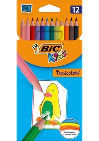 Resim Bic Tropicolors Kuru Boya Kalemi 12 Renk Uzun Tam Boy 