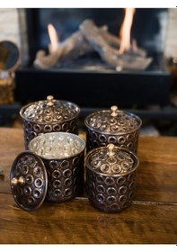 Resim Bakır Baharat Takımı Gamzeli Model Oksitli Renk 4 Oksit Bakır 