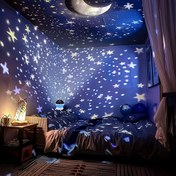 Resim LED yıldız ve ay ışığı, 360° dönebilir, USB güç kaynağı, çeşitli renkler arasında geçiş yapabilir, romantik yıldızlı gökyüzü efekti yaratır, yatak odası, parti, tatil dekorasyonu vb. için uygun 