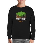 Resim Minecraft - Cube Siyah Çocuk Sweatshirt Siyah 