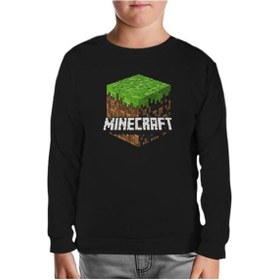 Resim Minecraft - Cube Siyah Çocuk Sweatshirt Siyah 