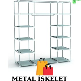 Resim PORMET Bez Dolap Metal Profilli 12 Raflı Bez Dolap 