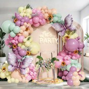 Resim 135 adet Pembe Kelebek Balon Kemer ve Çelenk Seti - Maca Lateks ve Folyo Balonlar ile Bahar Çiçekleri ve Kelebek Süslemeleri için Doğum Günleri, Düğünler, Çay Partileri, İç ve Dış Mekan Kutlamaları 