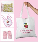 Resim Ejoya Bebeklere Özel Çantasında Kişiye Özel Battaniye Önlük Ve Patik Bebek Hediye Seti 109877 