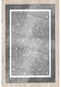 Resim Yıldızlı Gri Bambu Çocuk Halısı Gri 