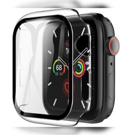 Resim Apple Watch 40 Mm Uyumlu Kasa Ve Ekran Koruyucu Sert Silikon Renkli 360 Sert Pc Klasik Gard 01 Şeffaf 