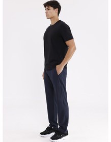 Resim Yan Fermuarlı Cep Diz Dikiş Detaylı Düz Paça Esnek Bel Spor Görünümlü Eşofman Altı Blue 