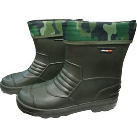 Resim Akınal Bella Ab80-10 Unisex Haki Çoraplı Eva Ultra Hafif Poli Taban Kısa Yağmur Çizmesi 
