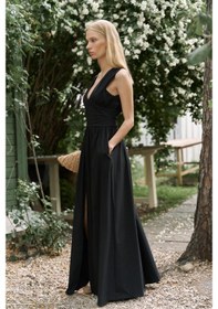 Resim Mai Collection Mai Studios Co. Emilia Korse Detay Siyah Uzun Elbise siyah 