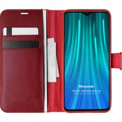 Resim Xiaomi Redmi Note 8 Pro Kılıf Delux Leather Wallet Kırmızı Microsonic