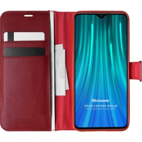 Resim Xiaomi Redmi Note 8 Pro Kılıf Delux Leather Wallet Kırmızı 