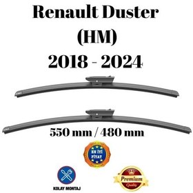 Resim Renault Duster Hm 2018 2019 2020 2021 2022 2023 2024 Uyumlu Ön Cam Muz Tipi Silecek Süpürgesi Seti 550/480mm Silbak 