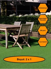 Resim NetBazaars 2X1 metre YAPAY ÇİM HALI, LASTİK TABAN, YEŞİL SUNİ HALI, 7 mm KALINLIĞINDA 