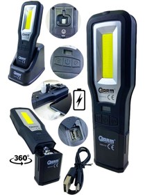 Resim Arm 550 Lümen Standlı Powerbank Özelikli Mıknatıslı Ultra Viyole Mor Işıklı Şarjlı El Feneri 