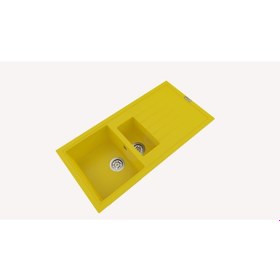 Resim Polex Cristalüx Granit Evye P-01 Sarı 1.5 Gözlü Tezgah Altı Ve Tezgah Üstü Mutfak Evyesi 99x49.5 CM 