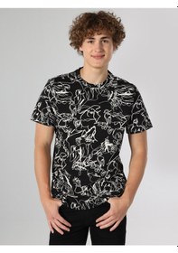 Resim Colin'S Regular Fit Bisiklet Yaka Baskılı Siyah Erkek Kısa Kol Tişört Cl1063161_Q1.V1_Blk 