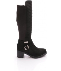 Resim Dgn 715 Kadin Kemer Detayli Topuklu Çizme Siyah Süet 