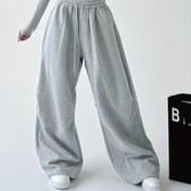 Resim Kadınlar için Açık Gri Yüksek Bel Geniş Paça Eşofman Altı - Rahat Hip-Hop Tarzı, Bol Kesim, Polyester, Sonbahar/Kış için Makinede Yıkanabilir 