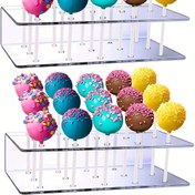 Resim 1 adet/2 adet, Akrilik Beyaz Kek Pop Standı Gösteri Yuvarlak Lollipop Tutucu, Rustik Stand Şeker Tutucuları Düğün, Duş, Doğum Günü Partisi Malzemeleri için 