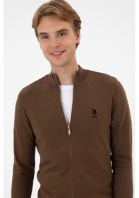 Resim U.S. Polo Assn. Erkek Slim Fit Kahverengi Triko Hırka 50313684-VR029 