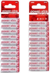 Resim POWER-XTRA AA Alkalin Kalem Pil 10'Lu AAA Alkalin İnce Pil 10'lu paket (20 Adet) 