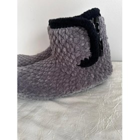 Resim Merut Style El Örgüsü Kadife Ip Gri Ev Botu Panduf 