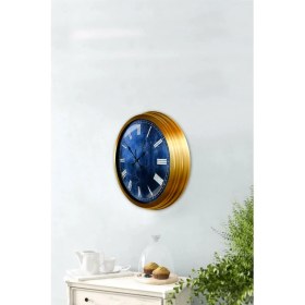 Resim Bahat Altın Varaklı Salon Ofis Duvar Saati Alüminyum Çerçeve 40 cm 