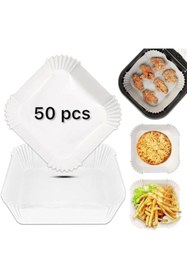 Resim AyrStore Beyaz Airfryer Pişirme Kağıdı, Fritöz Yağlı Kağıdı, Yanmaz Kağıt 50 Adet (Kare) (50) 