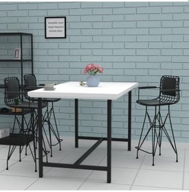 Resim Knsz orta boy tel bar sandalyesi 4 lü mağrur syhsyh kolçaklı sırt 