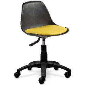 Resim Ofiscombin Ofis Döner Tekerli Danışma Çocuk Ders Çalışma Koltuğu Tabure Sari Deri 00047499803 